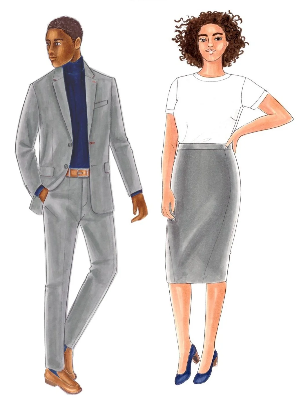 Illustrated uniform design boards for the Holland America Line collection